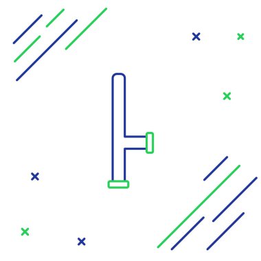 Çizgi polisi plastik cop ikonu beyaz arka planda izole edildi. Kauçuk copu. Polis yarasası. Polis ekipmanları. Renkli taslak konsepti. Vektör.