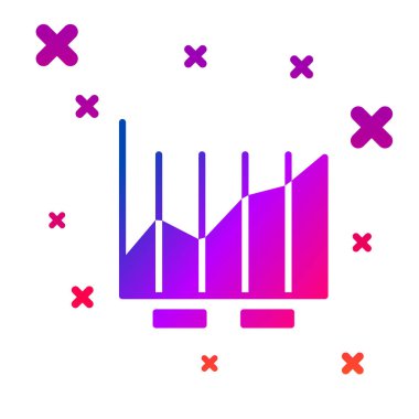 Renkli pasta grafiği bilgi simgesi beyaz arkaplanda izole edildi. Diyagram çizelgesi. Kademeli rastgele dinamik şekiller. Vektör İllüstrasyonu.