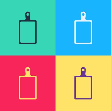 Pop Art kesme tahtası simgesi renk arkaplanında izole edildi. Kesme tahtası sembolü. Vektör.