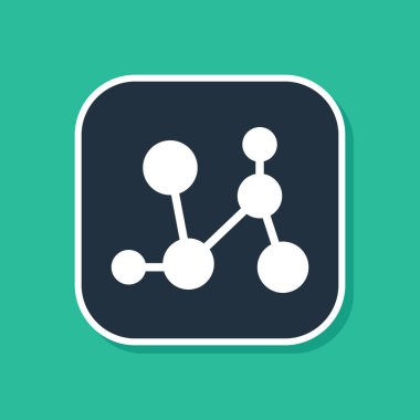 Mavi Kimyasal Formül simgesi yeşil arka planda izole edildi. Yenilikçi tıp, sağlık, araştırma ve bilim için soyut altıgen. Vektör.