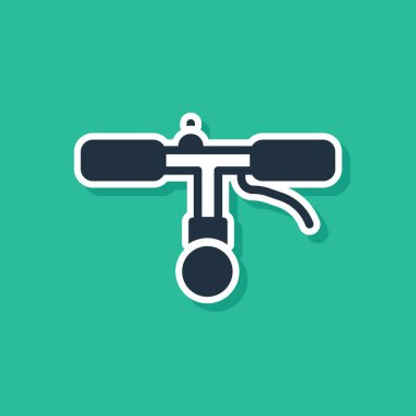 Yeşil arkaplanda mavi bisiklet gidon simgesi izole edildi. Vektör.