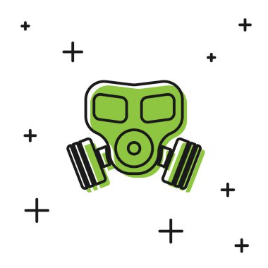 Beyaz arkaplanda siyah gaz maskesi simgesi izole edildi. Solunum cihazı işareti. Vektör.