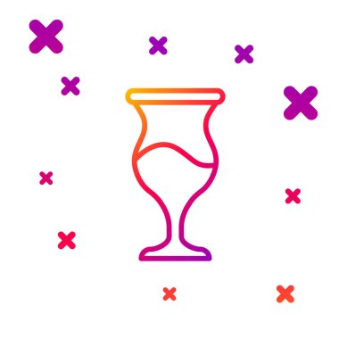 Beyaz arka planda izole edilmiş renkli Yahudi kadeh ikonu. Kiddush için Yahudi şarabı bardağı. Şabat için çerez kupası. Kademeli rastgele dinamik şekiller. Vektör.