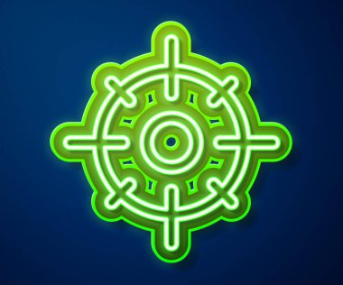 Parlayan neon hattı hedef spor simgesi mavi arkaplanda izole edildi. Atış mesafesi ya da atış mesafesi için sayıları olan temiz bir hedef. Vektör.