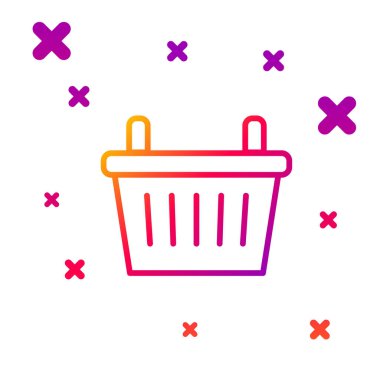 Renkli bisiklet sepeti simgesi beyaz arkaplanda izole edildi. Kademeli rastgele dinamik şekiller. Vektör.