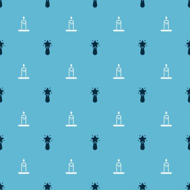 Noel yıldızını ve yanan mumu pürüzsüz desene ayarlayın. Vektör.