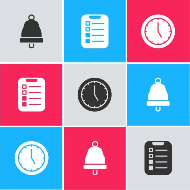 Zili, liste yapmak ya da planlamak için ayarlayın ve Saat simgesi. Vektör.