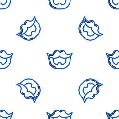 Çizgili Bıyık ve Sakal ikonu beyaz arka planda kusursuz desen izole etti. Berber dükkanı sembolü. Yüz kılı stili. Renkli taslak konsepti. Vektör.