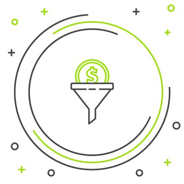 Çizgi Yönetimi simgesi beyaz arkaplanda izole edildi. Paralı huni. Hedef müşteri iş konsepti. Renkli taslak konsepti. Vektör.