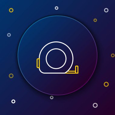 Hat Ruleti inşaat ikonu mavi arkaplanda izole edildi. Mezura ölçüm sembolü. Renkli taslak konsepti. Vektör.