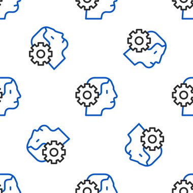 Çizgili İnsansı robot simgesi beyaz arkaplanda izole edilmiş kusursuz desen. Yapay zeka, makine öğrenme, bulut hesaplama. Renkli taslak konsepti. Vektör.