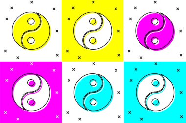 Yin Yang armoni ve denge simgesini renk arkaplanına izole et. Vektör.