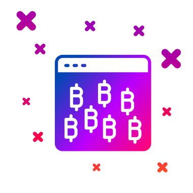 Beyaz arkaplanda izole edilmiş renkli Şifreleme madeni para simgesi Bitcoin simgesi. Madeni para. Engelleme zinciri tabanlı şifreli para birimi. Kademeli rastgele dinamik şekiller. Vektör.