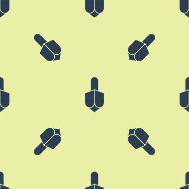 Mavi Hanuka dreidel ikonu sarı arka planda izole edilmiş pürüzsüz desen. Vektör.