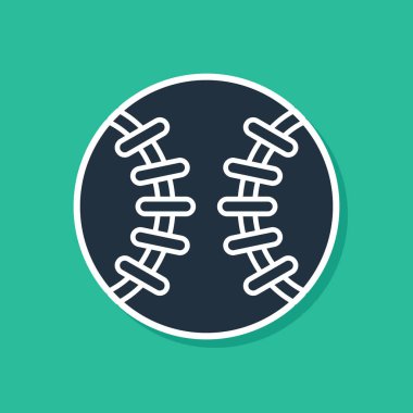 Mavi Beyzbol topu ikonu yeşil arka planda izole edildi. Vektör.