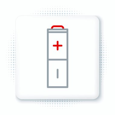 Çizgi Batarya simgesi beyaz arkaplanda izole edildi. Şimşek sembolü. Renkli taslak konsepti. Vektör.