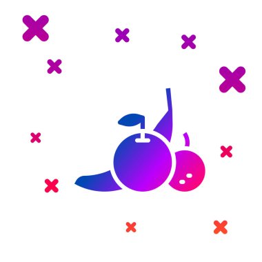 Beyaz arkaplanda izole edilmiş renkli meyve simgesi. Kademeli rastgele dinamik şekiller. Vektör.