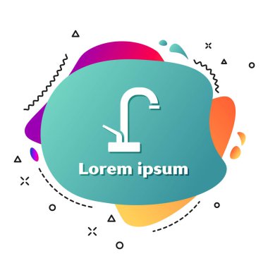 Beyaz su musluğu simgesi beyaz arkaplanda izole edildi. Sıvı şekilli soyut pankart. Vektör.