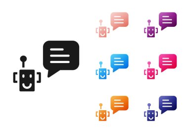 Siyah Robot simgesi beyaz arkaplanda izole edildi. Robot simgesi. Simgeleri renklendirin. Vektör.