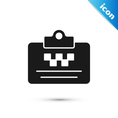 Beyaz arka planda gri taksi ehliyeti ikonu var. Vektör.