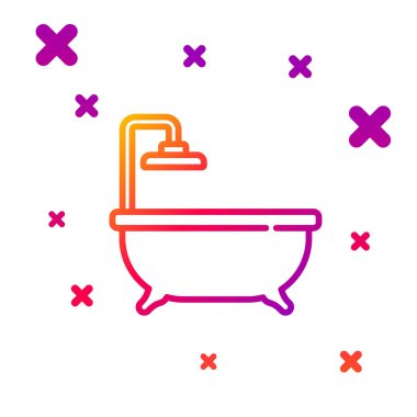 Beyaz arkaplanda renk çizgisi Küvet simgesi izole edildi. Kademeli rastgele dinamik şekiller. Vektör.