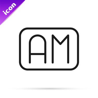 Siyah çizgi Sabah Zaman simgesi beyaz arkaplanda izole edildi. Zaman sembolü. Vektör.