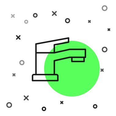 Siyah çizgi su musluğu simgesi beyaz arkaplanda izole edildi. Vektör.