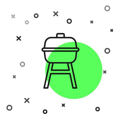 Siyah çizgi ızgara ikonu beyaz arka planda izole edildi. Barbekü ızgara partisi. Vektör.