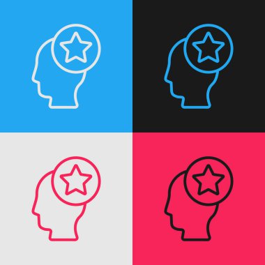 Pop Art Line USA Head simgesi renk arkaplanında izole edildi. Amerika Birleşik Devletleri. Bağımsızlık Günü. Vektör.