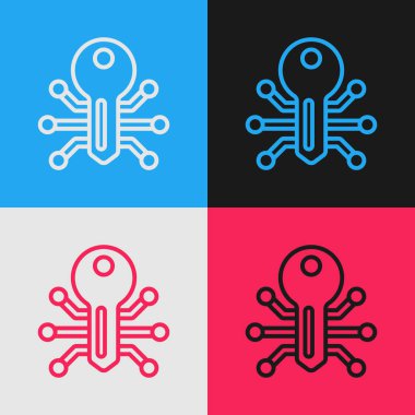 Pop sanat çizgisi Akıllı anahtar simgesi renk arkaplanında izole edildi. Vektör.