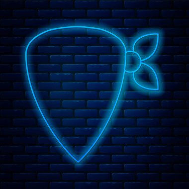 Parlayan neon hattı Cowboy bandana simgesi tuğla duvar arka planında izole edildi. Vektör.