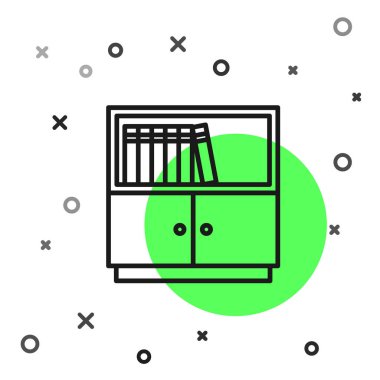 Siyah çizgi kitaplık simgesi beyaz arkaplanda izole edildi. Vektör.