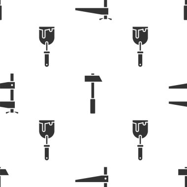 Klemp aletini, çekiç ve macun bıçağını pürüzsüz desene ayarlayın. Vektör.