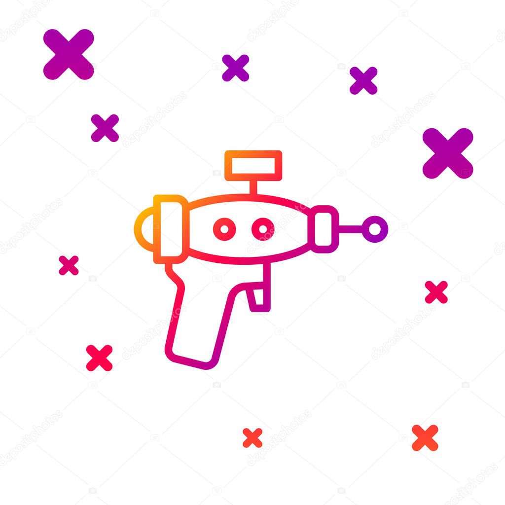 Color line Ray gun icon isolated on white background. Laser weapon. Space blaster. Gradient random dynamic shapes. Vector.
