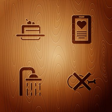 Tahta zemine et, pasta, duş başlığı ve medikal pano koymayın. Vektör.