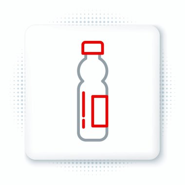 Beyaz arka planda izole edilmiş bir şişe su. Soda su içme tabelası. Renkli taslak konsepti. Vektör.