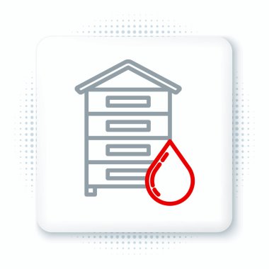 Beyaz arka planda izole edilmiş arılar için Kovan hattı. Arı kovanı sembolü. Apiary ve arı yetiştiriciliği. Tatlı doğal yemek. Renkli taslak konsepti. Vektör.