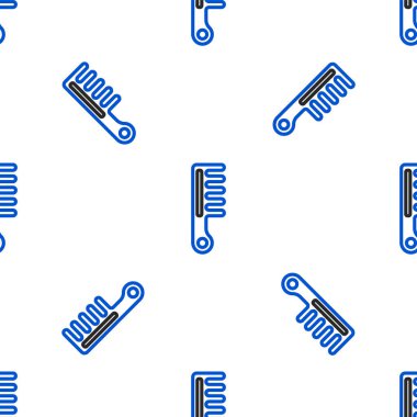 Çizgi saç fırçası simgesi beyaz arkaplandaki kusursuz deseni izole etti. Taraklı saç işareti. Berber sembolü. Renkli taslak konsepti. Vektör.