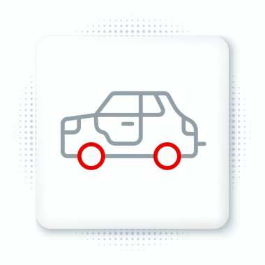 Çizgi Arabası simgesi beyaz arkaplanda izole edildi. Renkli taslak konsepti. Vektör.