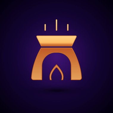 Siyah arkaplanda izole edilmiş altın Aroma mum ikonu. Vektör.