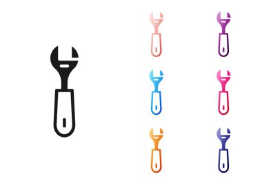 Beyaz arkaplanda siyah anahtarlı simge izole edildi. Simgeleri renklendirin. Vektör.