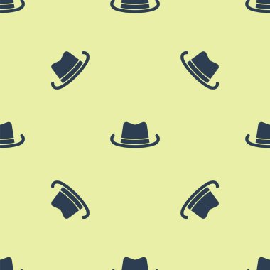 Mavi Batılı kovboy şapkası ikonu sarı arka planda izole edilmiş pürüzsüz desen. Vektör.