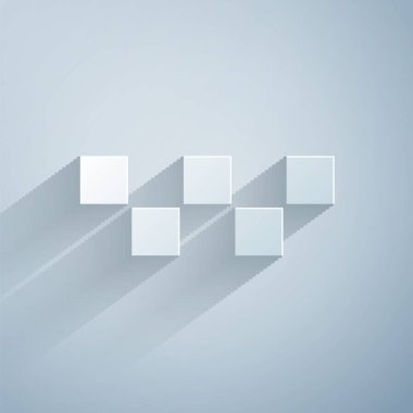 Kağıt kesiği taksinin çatı simgesi gri arka planda izole edildi. Kağıt sanatı tarzı. Vektör.