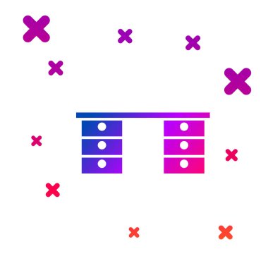 Renkli ofis masa simgesi beyaz arkaplanda izole edildi. Kademeli rastgele dinamik şekiller. Vektör.