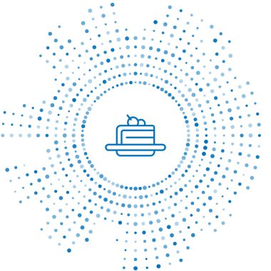 Mavi çizgi pasta simgesi beyaz arkaplanda izole edildi. Doğum günün kutlu olsun. Soyut çember rastgele noktalar. Vektör.