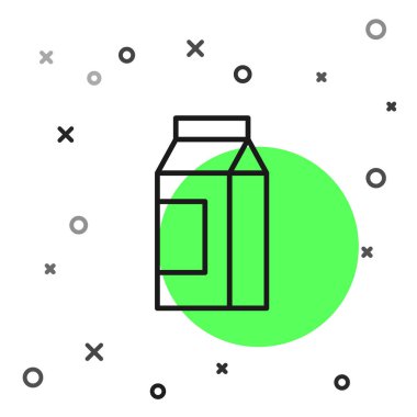 Süt simgesi için siyah çizgi kağıt paketi beyaz arka planda izole edildi. Süt paketi işareti. Vektör.