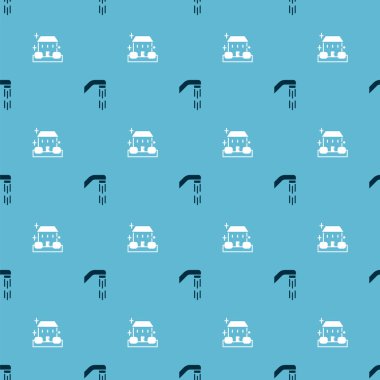 Duş başlığını ve ev temizlik servisini kusursuz bir modele ayarlayın. Vektör.