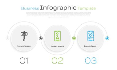 Yol trafik işaretleri, şehir haritası navigasyonu ve... Ticari bilgi şablonu. Vektör.