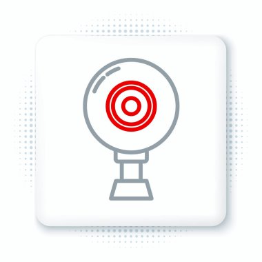 Çizgi web kamera simgesi beyaz arkaplanda izole edildi. Sohbet kamerası. Web kamerası simgesi. Renkli taslak konsepti. Vektör.