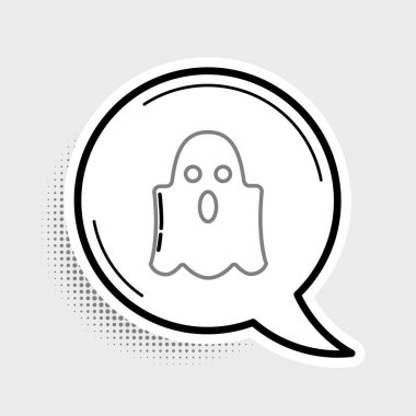 Hayalet Hattı simgesi gri arkaplanda izole edildi. Mutlu Cadılar Bayramı Partisi. Renkli taslak konsepti. Vektör.